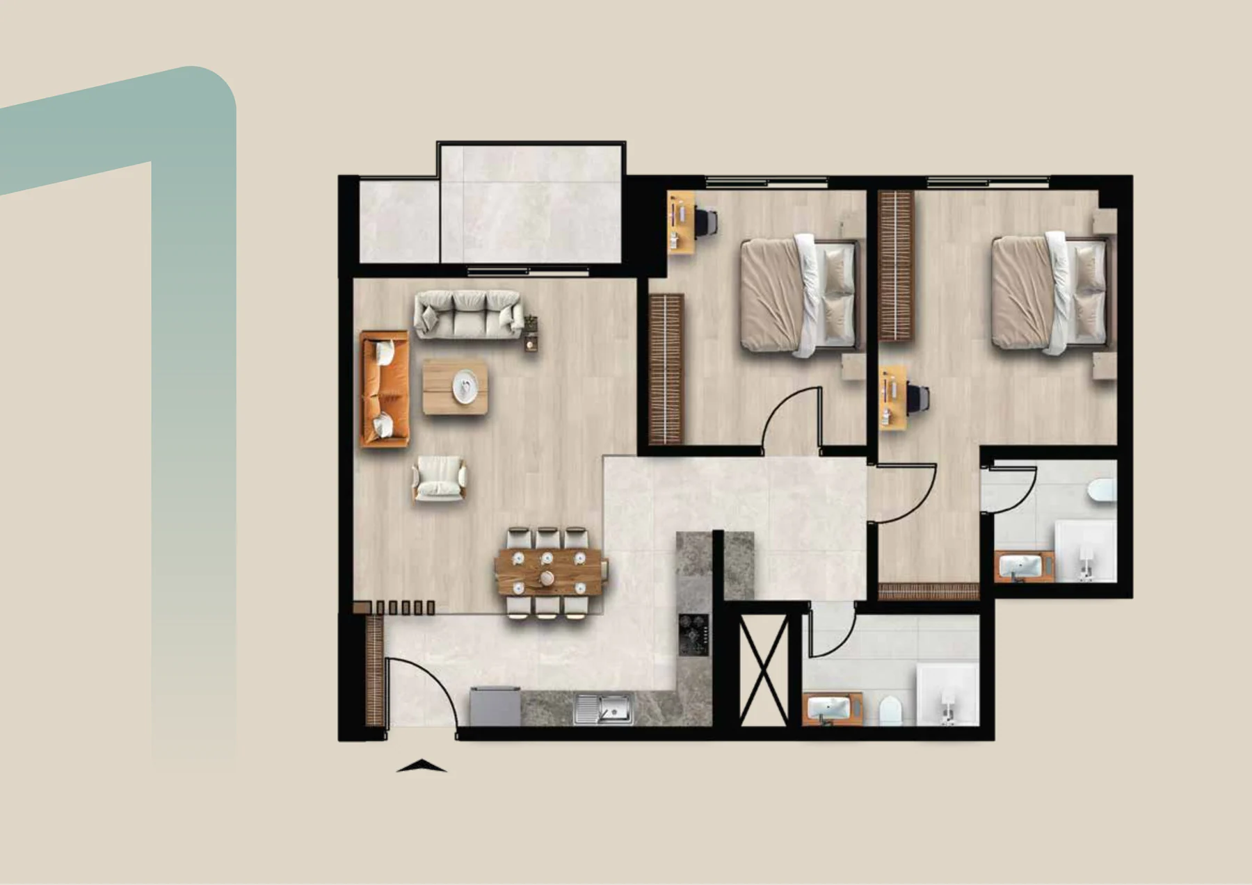 2+1 · Middle — View floor plan